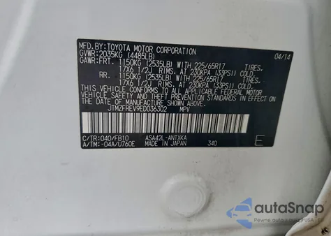 2014 Toyota Rav4 Le z USA, uszkodzony, nr VIN JTMZFREV9ED036302